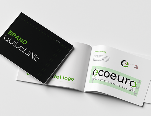 Mockup del brand book del rebranding di Ecouro